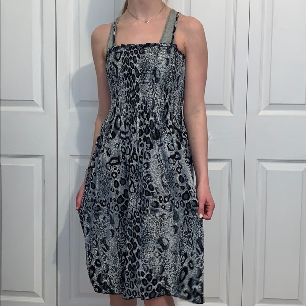 Leopard print skinny strap dress